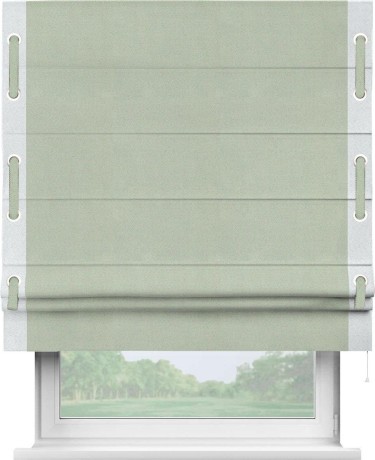 Римская штора «Кортин» с кантом Стрим Дуо (люверсы с пояском), для проема, ткань блэкаут однотонный светло-серый