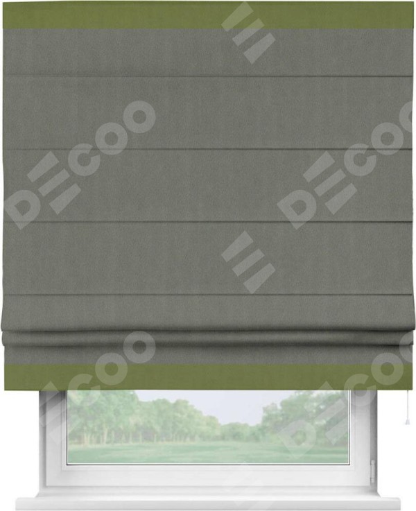 Римская штора «Кортин» с кантом Горизонт, для проема, ткань блэкаут однотонный тёмно-серый