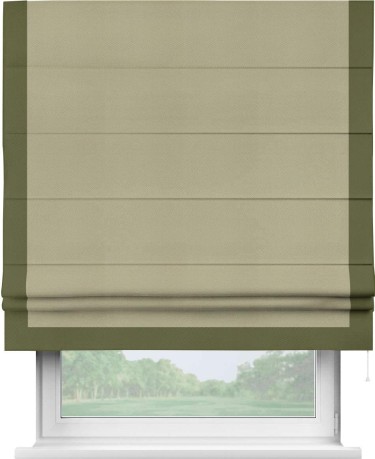 Римская штора «Кортин» с кантом Виктория, для проема, ткань блэкаут однотонный милано капучино