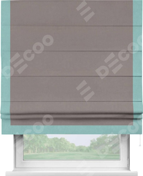 Римская штора «Кортин» с кантом Виктория, для проема, ткань вельвет темно-бежевый