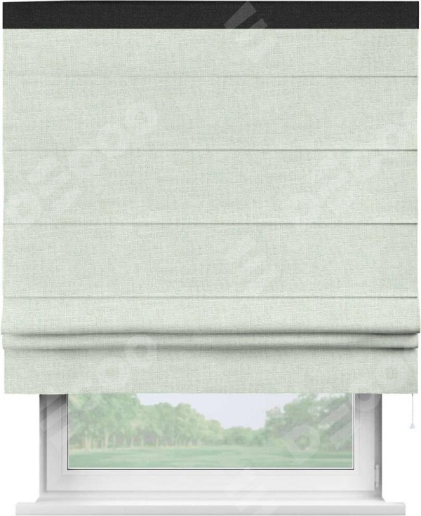 Римская штора «Кортин» для проёма, лён топлёное молоко, с кантом Кинг