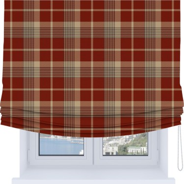 Римская штора Soft с мягкими складками, «Бежево-бордовая клетка»