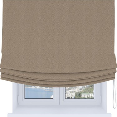 Римская штора Soft с мягкими складками, ткань лён димаут светло-бежевый