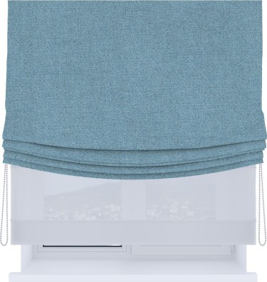 Римская штора «Кортин», день-ночь с мягкими складками, лён блэкаут голубой