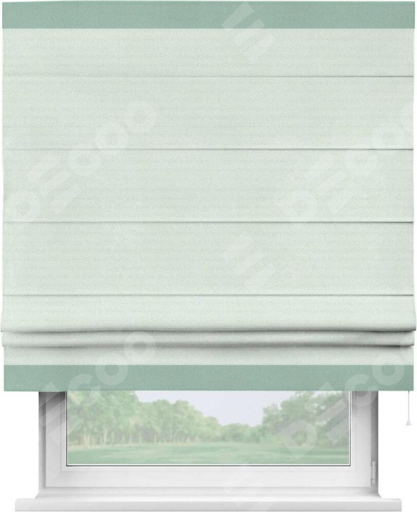 Римская штора «Кортин» с кантом Горизонт, для проема, ткань блэкаут однотонный дымчато-молочный