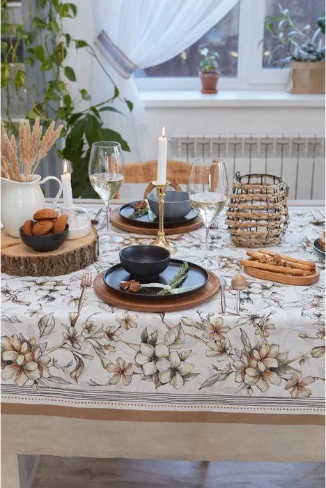 Скатерть "Этель" Floral mood 180х147 см, 100 % хлопок, репс 210 гр/м2
