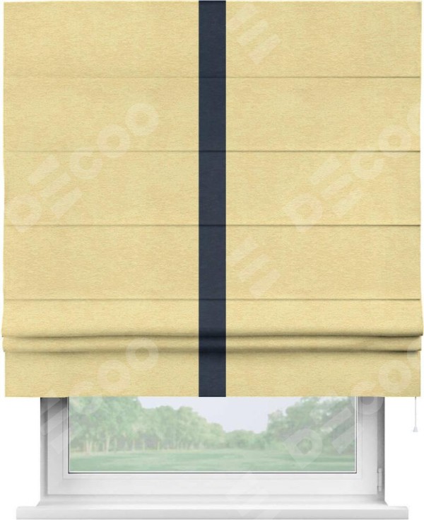 Римская штора «Кортин» с кантом Хайвэй, для проема, ткань софт однотонный золотой