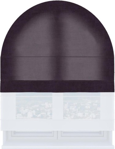 Римская штора «Кортин», вельвет тёмно-фиолетовый, день-ночь для арочного проёма