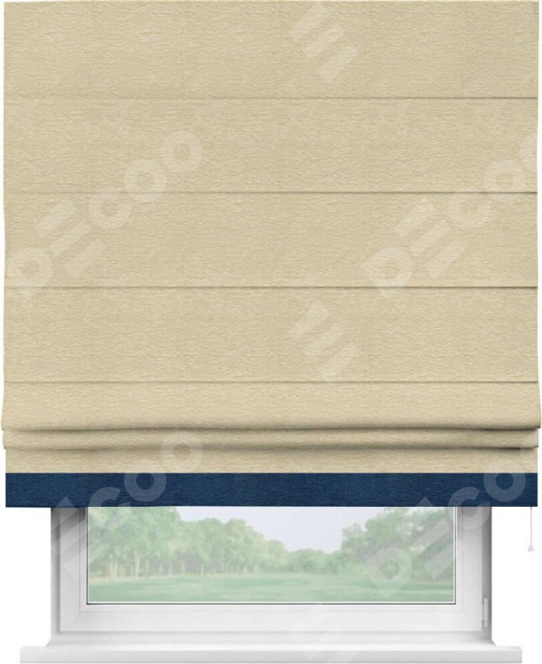 Римская штора «Кортин» с кантом Джестер, для проема, ткань софт однотонный светло-бежевый
