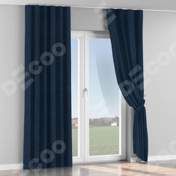 Комплект штор на тесьме «Волна», софт однотонный тёмно-синий