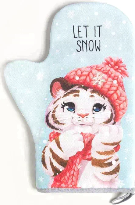 Варежка-прихватка «Новый год: Winter fun» 20х28см,саржа, 100% х/л, ватин 250г/м2