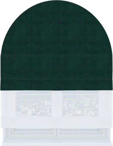 Римская штора «Кортин» день-ночь для арочного проёма, ткань cotton блэкаут изумруд