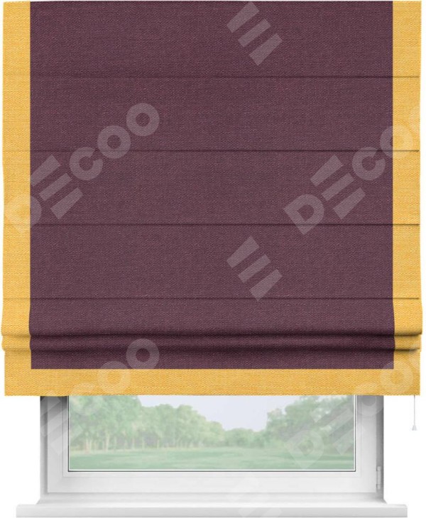 Римская штора «Кортин» с кантом Виктория, для проема, ткань лён фиолетовый