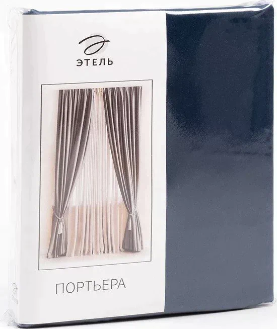 Штора портьерная Этель 145*265 см, цв.темно-синий, пл. 240 г/м2, 100 п/э