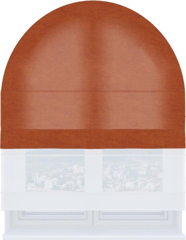 Римская штора «Кортин» день-ночь для арочного проёма, ткань вельвет терракотовый