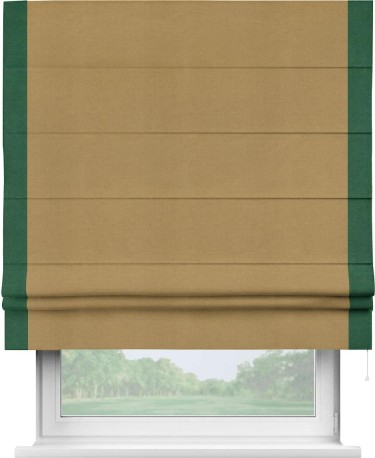 Римская штора «Кортин» с кантом Стрим Дуо, для проема, ткань вельвет горчица