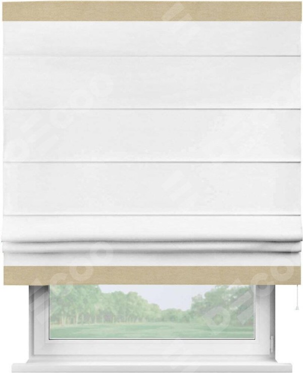 Римская штора «Кортин» с кантом Горизонт, для проема, ткань вельвет дымчато-белый