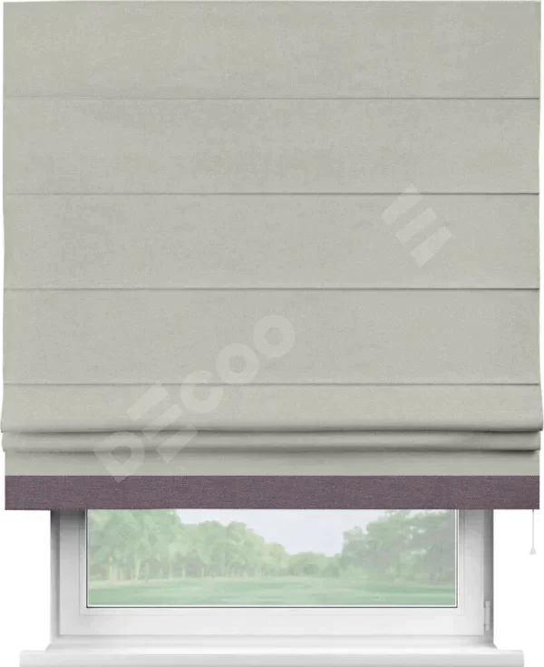 Римская штора «Кортин» с кантом Джестер, для проема, ткань лён димаут, светло-серый