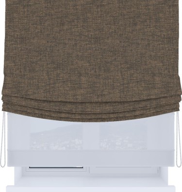 Римская штора «Кортин», день-ночь с мягкими складками, рогожка димаут коричневый