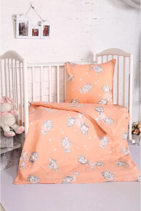 Постельное бельё BABY «Мамонтенок», цвет персик 112х147 см, 110х150 см, 60х60 см, бязь