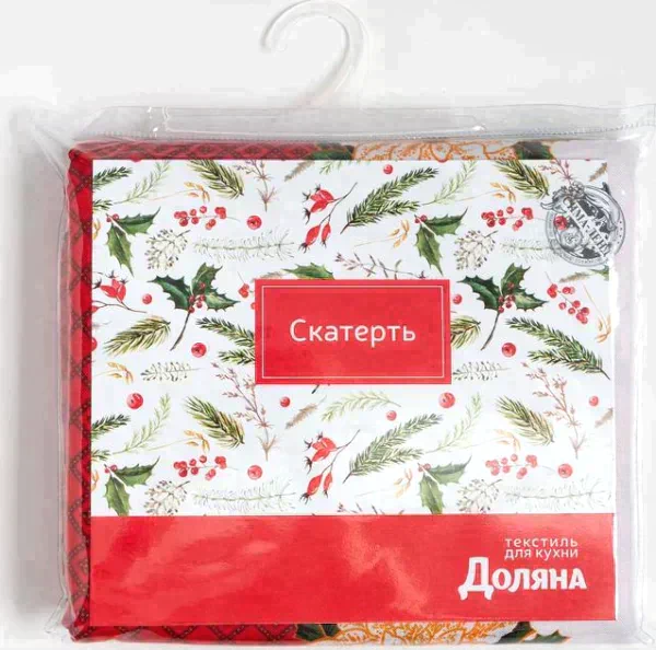 Скатерть Доляна «Новый год: Процветания в Новом году» 145×260 см, 100% п/э