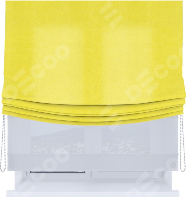 Римская штора «Кортин», день-ночь с мягкими складками, вельвет светло-желтый