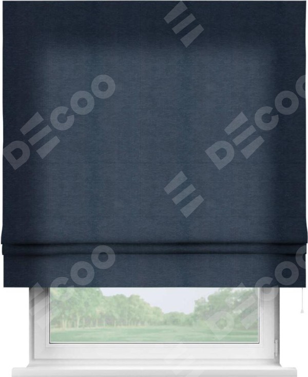 Римская штора «Кортин» для проема, ткань софт однотонный тёмно-синий