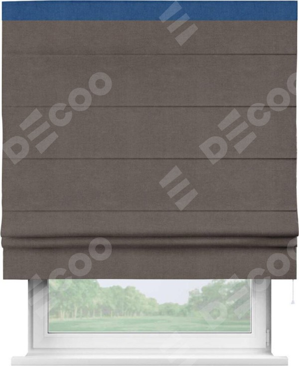 Римская штора «Кортин» с кантом Кинг, для проема, ткань вельвет коричневый