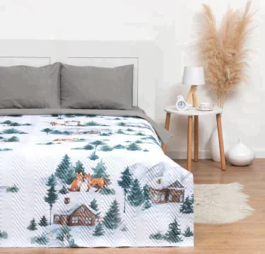 Покрывало "Этель" 1,5 сп Winter village, 145х210см, микрофибра