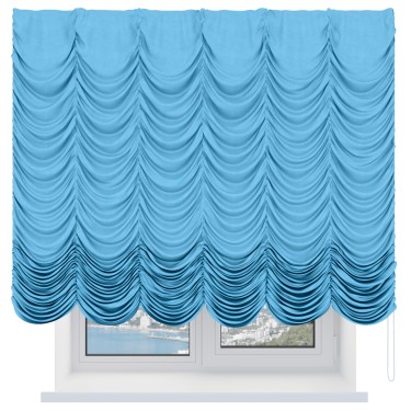Французская штора «Кортин», вельвет голубой