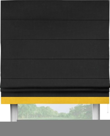 Римская штора «Кортин» для проема, канвас черный, с кантом Джестер