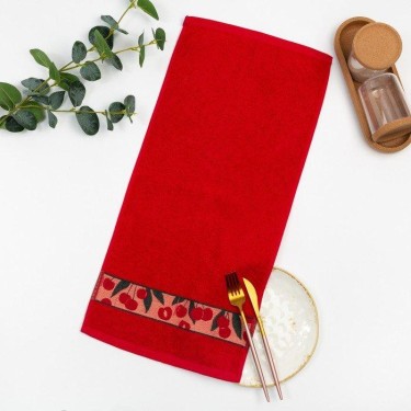 Полотенце махровое жаккардовое 30х60 см, вишня, хлопок 100%, 340 г/м2