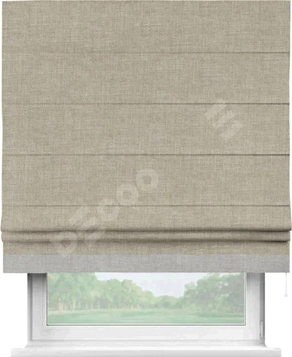 Римская штора «Кортин» для проёма, лён бежевый, с кантом Джестер