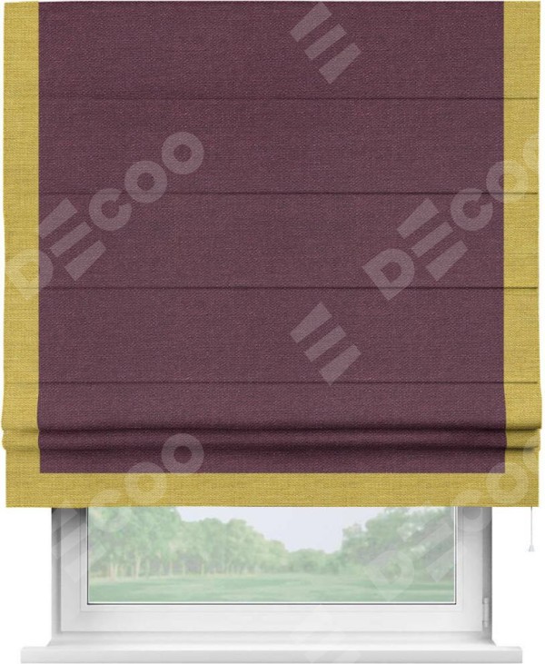 Римская штора «Кортин» с кантом Виктория, для проема, ткань лён фиолетовый