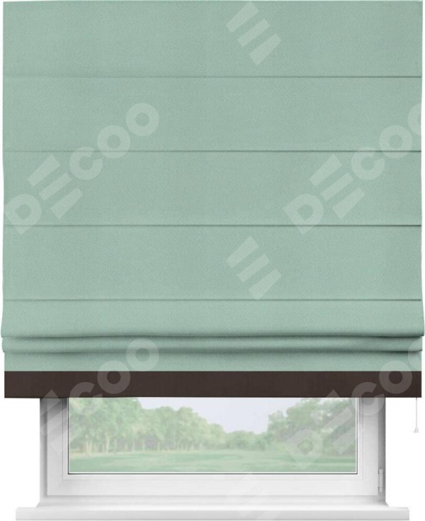 Римская штора «Кортин» с кантом Джестер, для проема, ткань блэкаут однотонный ментоловый