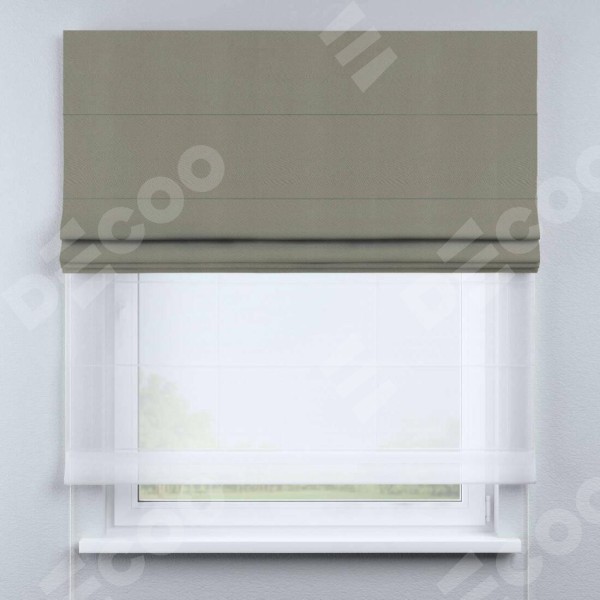 Римская штора «Кортин» день-ночь, ткань блэкаут однотонный, серо-зелёный