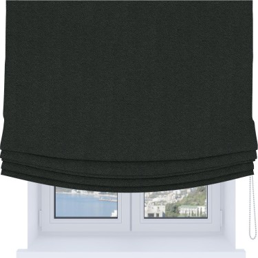 Римская штора Soft с мягкими складками, ткань лён блэкаут графит