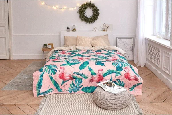 Покрывало "Этель" 1,5 сп Tropical flamingo, 140*210±2 см, микрофибра