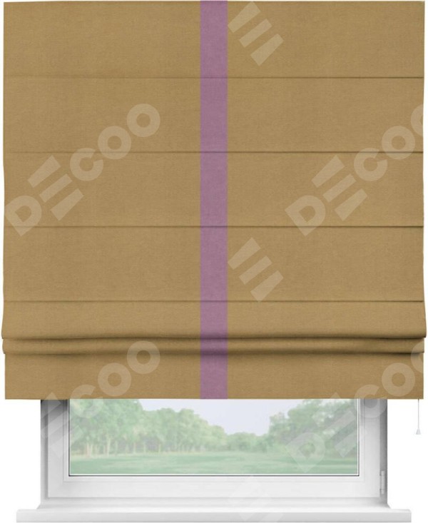 Римская штора «Кортин» с кантом Хайвэй, для проема, ткань вельвет горчица