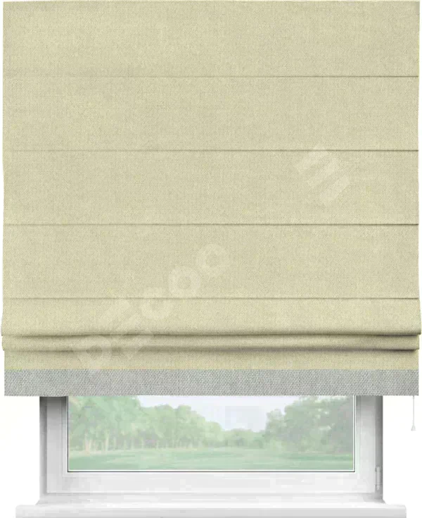 Римская штора «Кортин» с кантом Джестер, для проема, ткань лён димаут, шампань