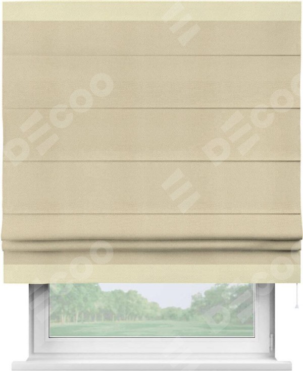 Римская штора «Кортин» с кантом Горизонт, для проема, ткань блэкаут однотонный милано латте