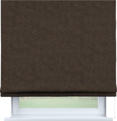 Римская штора «Кортин», твид блэкаут тёмно-коричневый, для проёма
