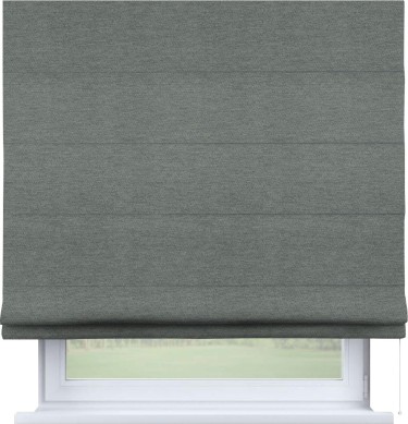 Римская штора «Кортин» для проема, ткань твид блэкаут, серый