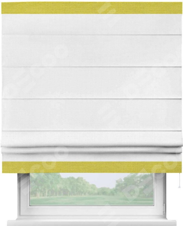 Римская штора «Кортин» с кантом Горизонт, для проема, ткань лён белый