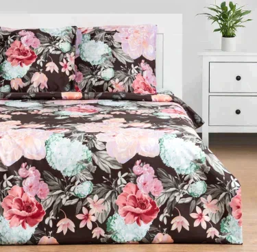 Постельное бельё Экономь и Я 1,5 сп «Пионы» 147х210см, 150х215см, 70х70см-2 шт, полисатин, 80 г/м²