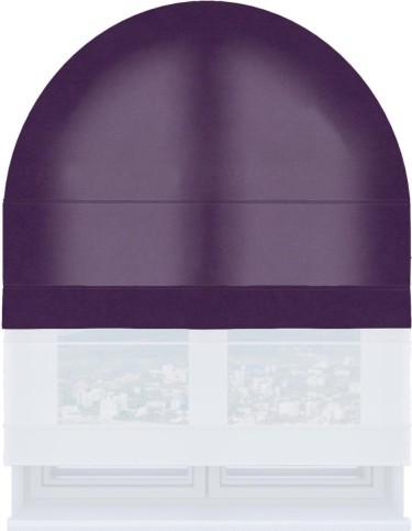 Римская штора «Кортин» день-ночь для арочного проёма, ткань вельвет тёмно-фиолетовый