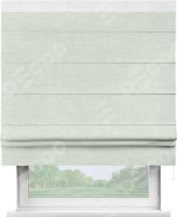Римская штора «Кортин» для проёма, лён топлёное молоко, с кантом Кинг