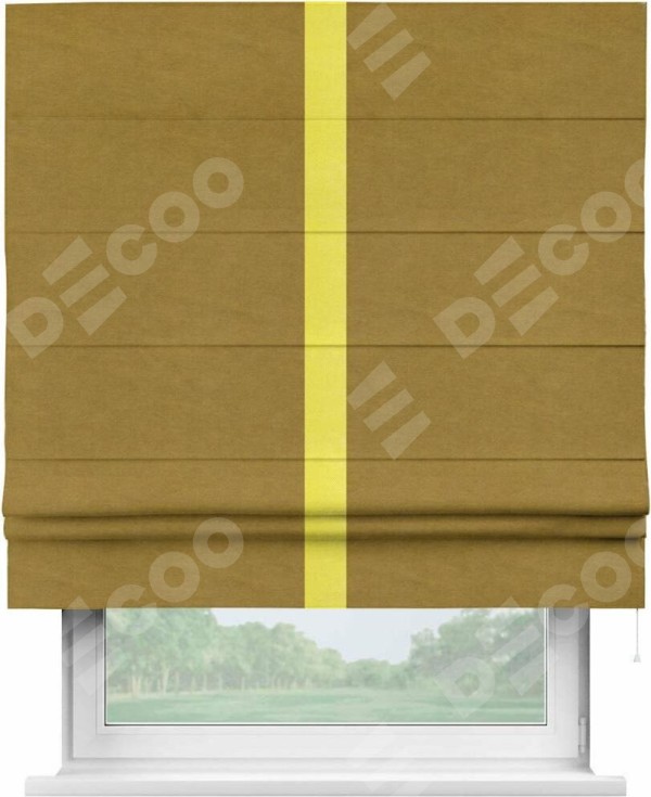 Римская штора «Кортин» с кантом Хайвэй, для проема, ткань вельвет светло-коричневый