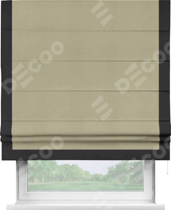 Римская штора «Кортин» с кантом Виктория, для проема, ткань блэкаут однотонный милано капучино