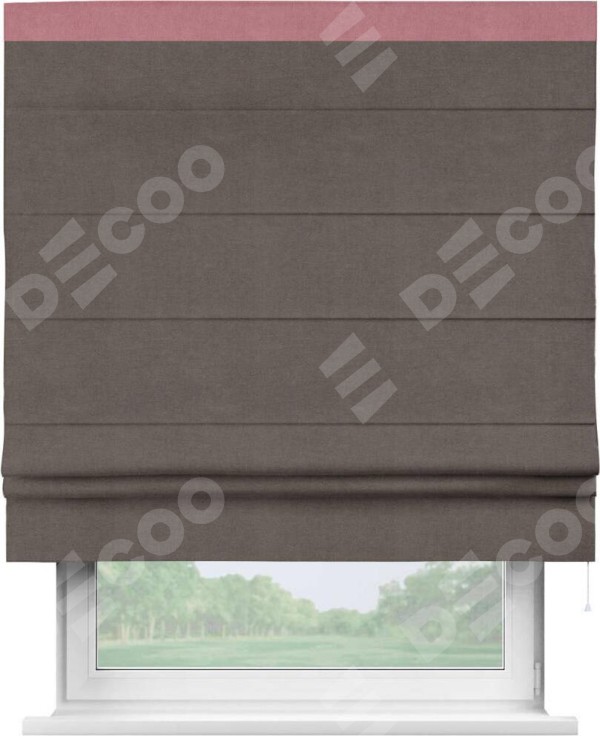 Римская штора «Кортин» с кантом Кинг, для проема, ткань вельвет коричневый